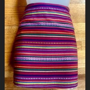 NWOT colorful print fitted mini skirt.  XS.